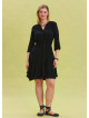 Black Midi Dress with Judge Collar and Button Detail 4463